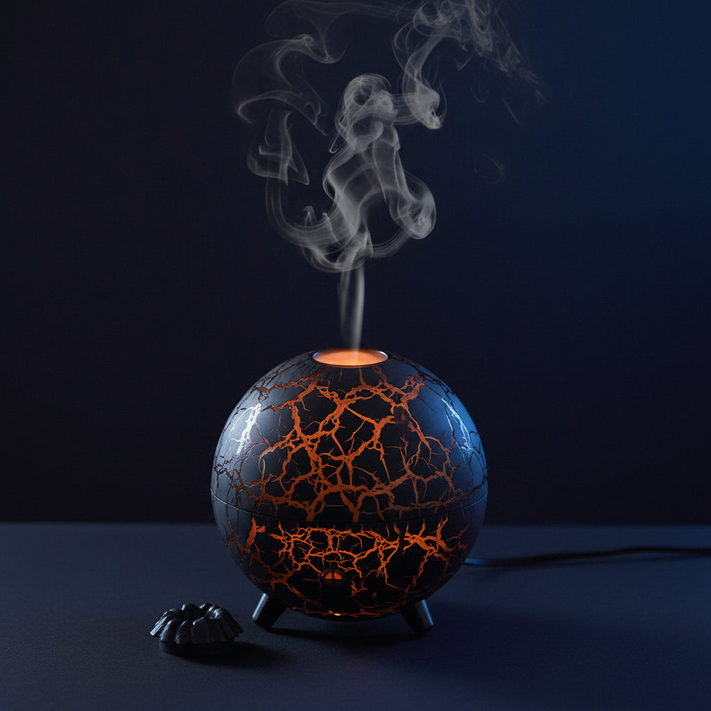 The Hearth flame-effect aromatherapy diffuser in black