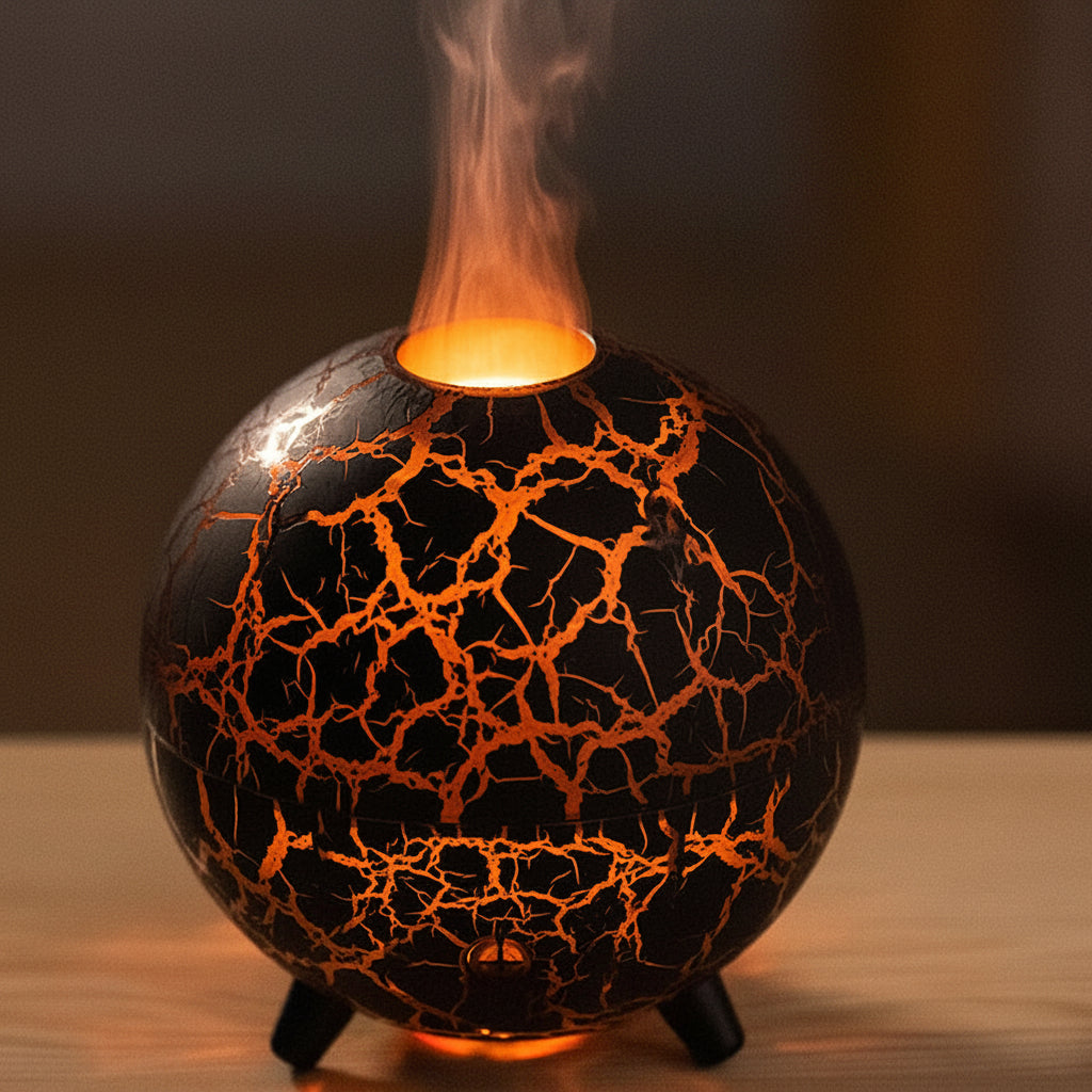 The Hearth diffuser creating a warm ambient flame glow